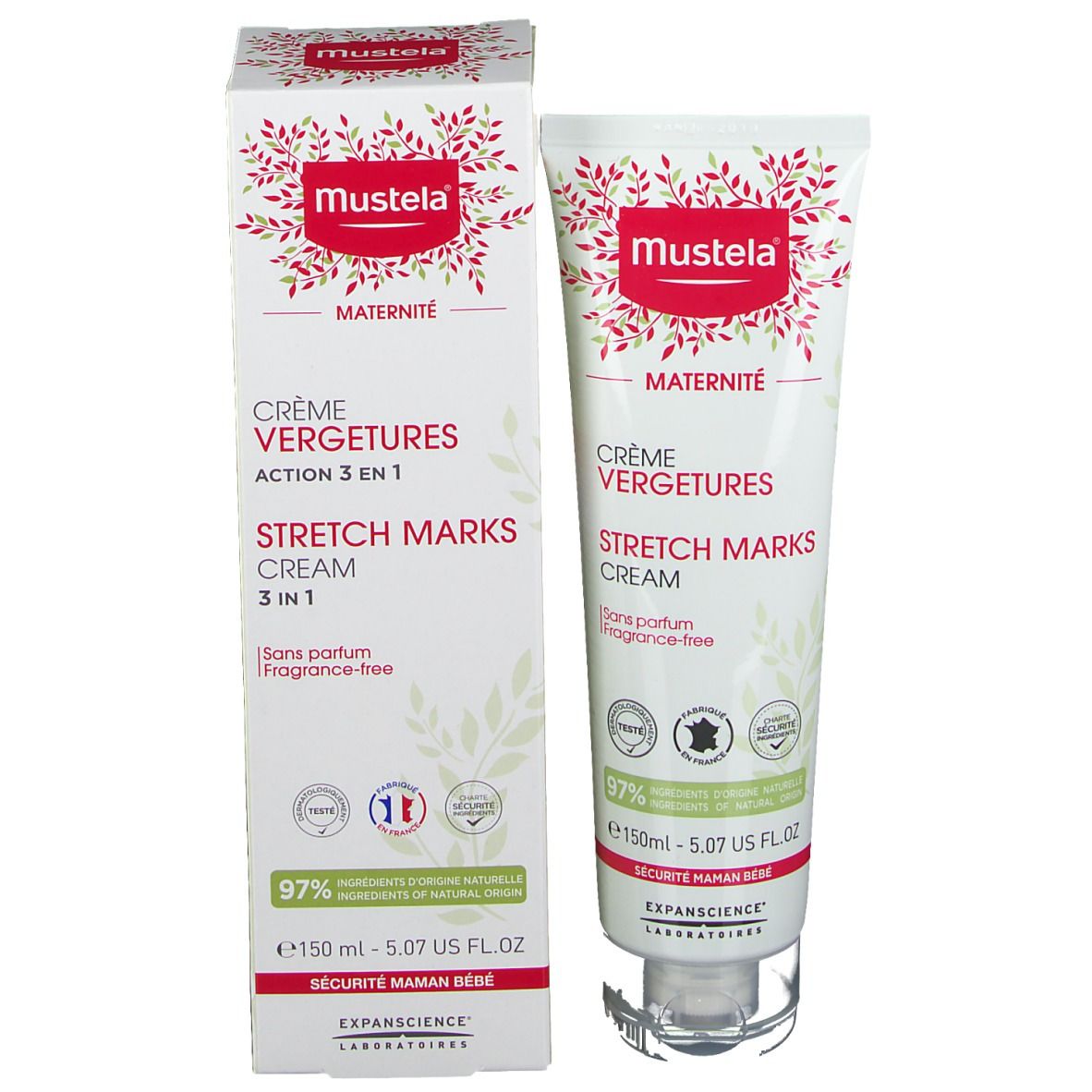  Mustela® Crème Vergetures Action 3 en 1 Sans Parfum