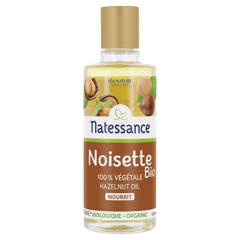 Natessance Huile de Noisette Bio 100 % Pure Nourrissante Visage et Corps