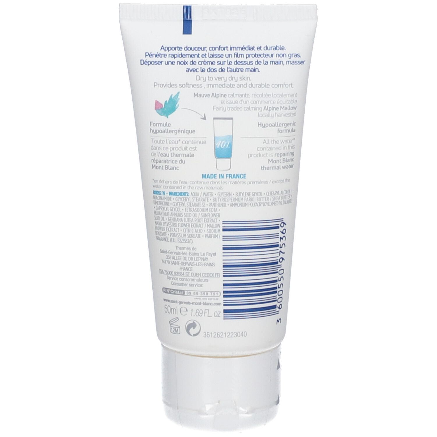 Saint-Gervais MONT BLANC Crème mains réparatrice à l'eau thermale 50 ml