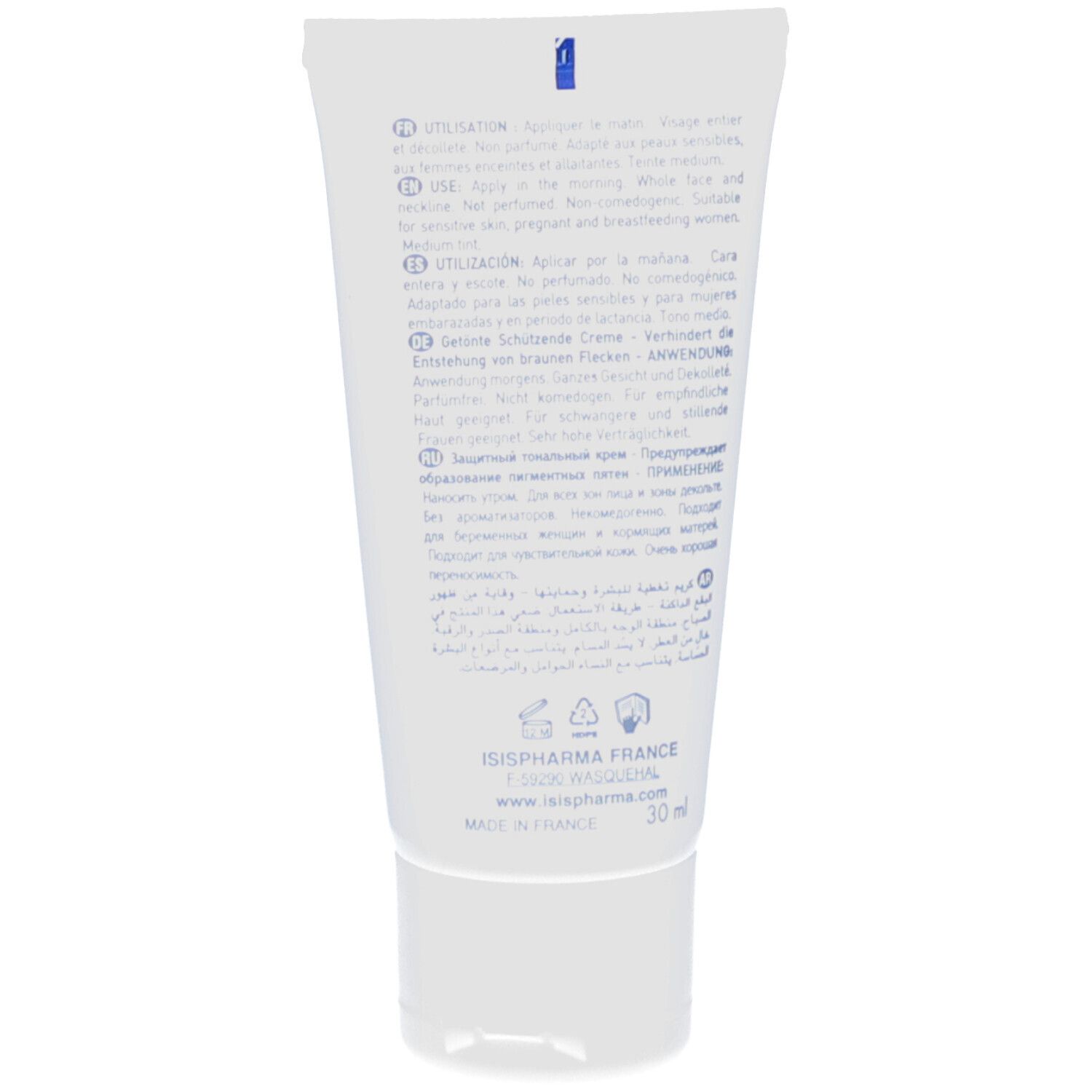 Emballage et tube. ISISPHARMA Neotone Prevent SPF50+ Mineral. Crème contre les taches brunes.