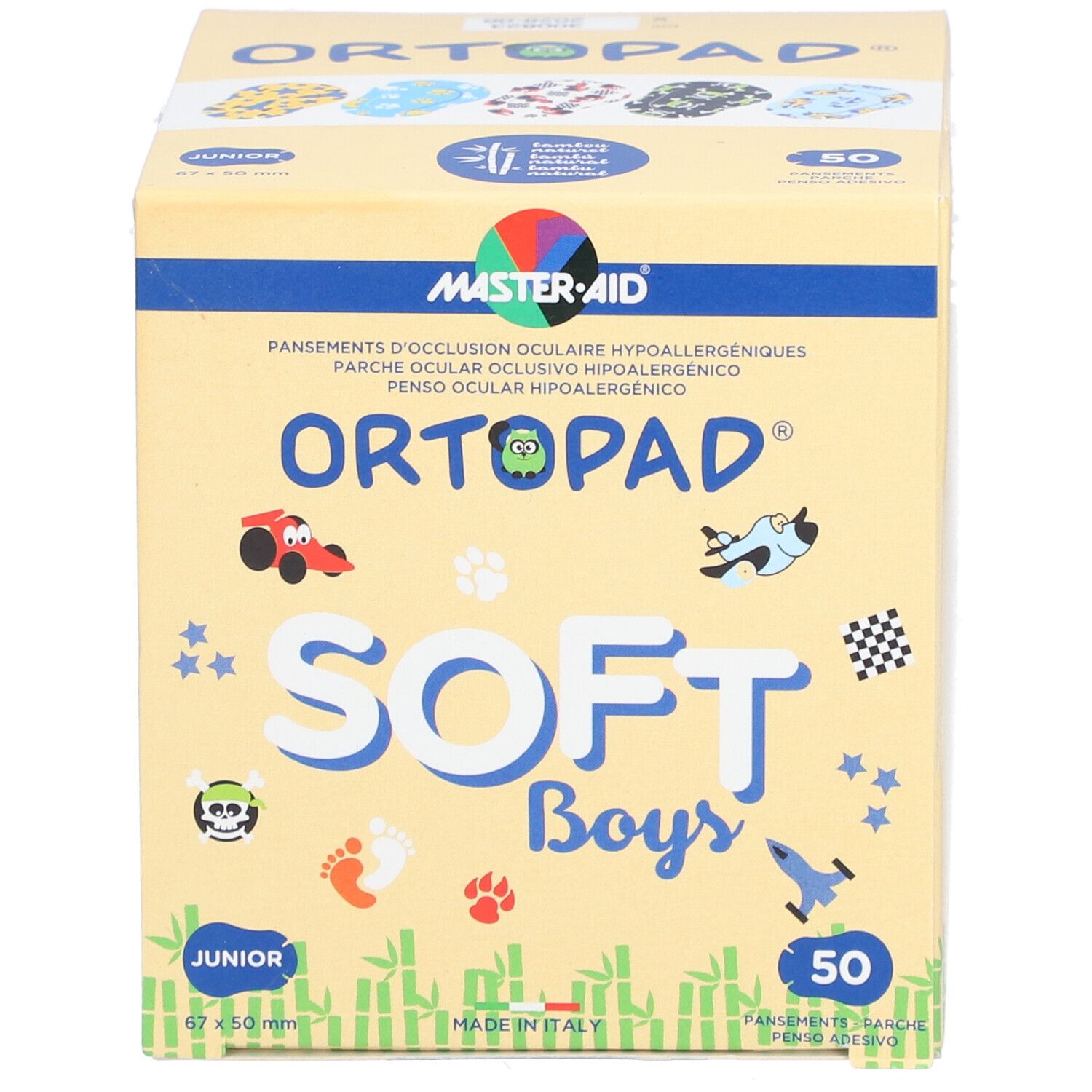 ORTOPAD SOFT BOYS JUNIOR  - Pansement orthoptique hypoallergénique, adhésif, décoré, nourr