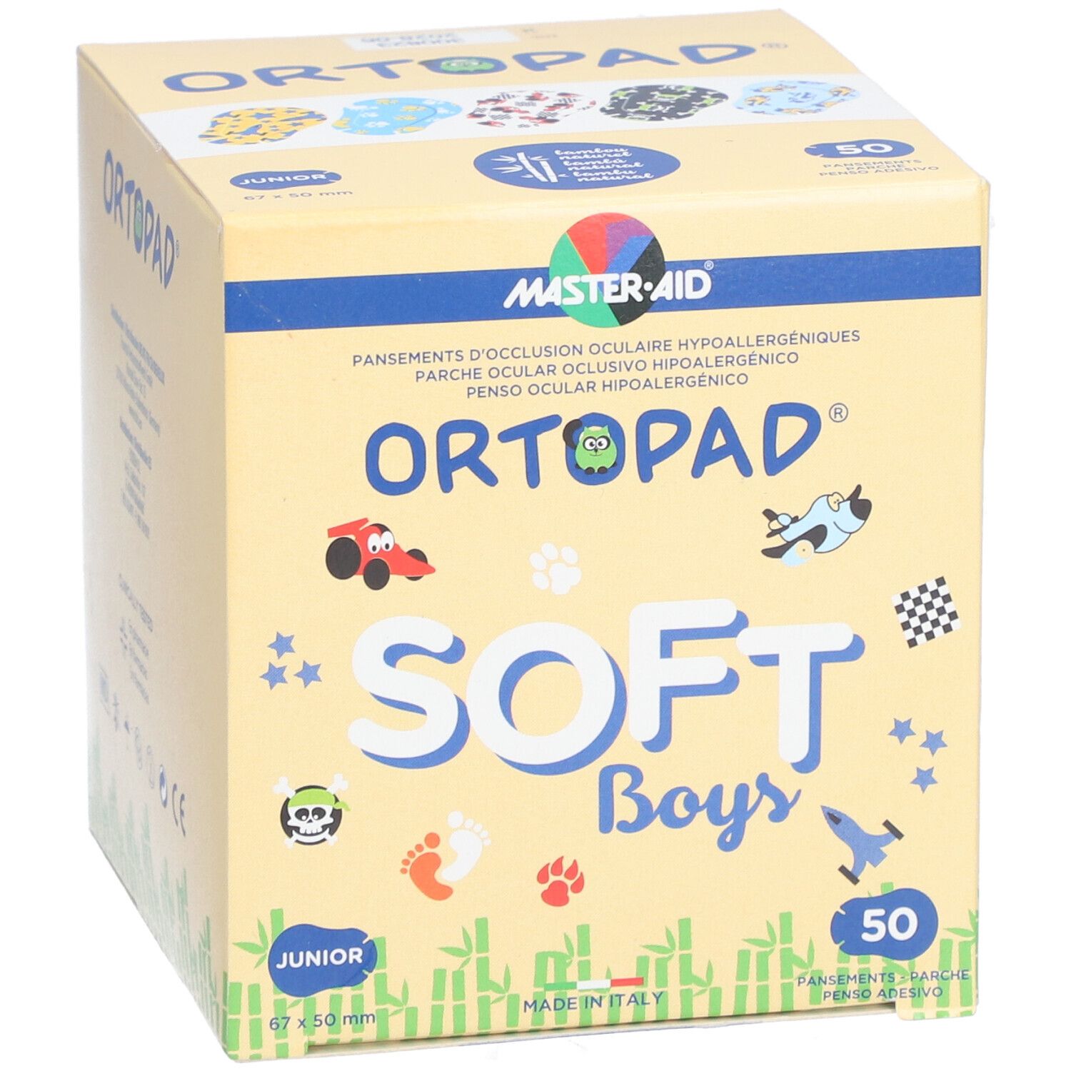 ORTOPAD SOFT BOYS JUNIOR  - Pansement orthoptique hypoallergénique, adhésif, décoré, nourr