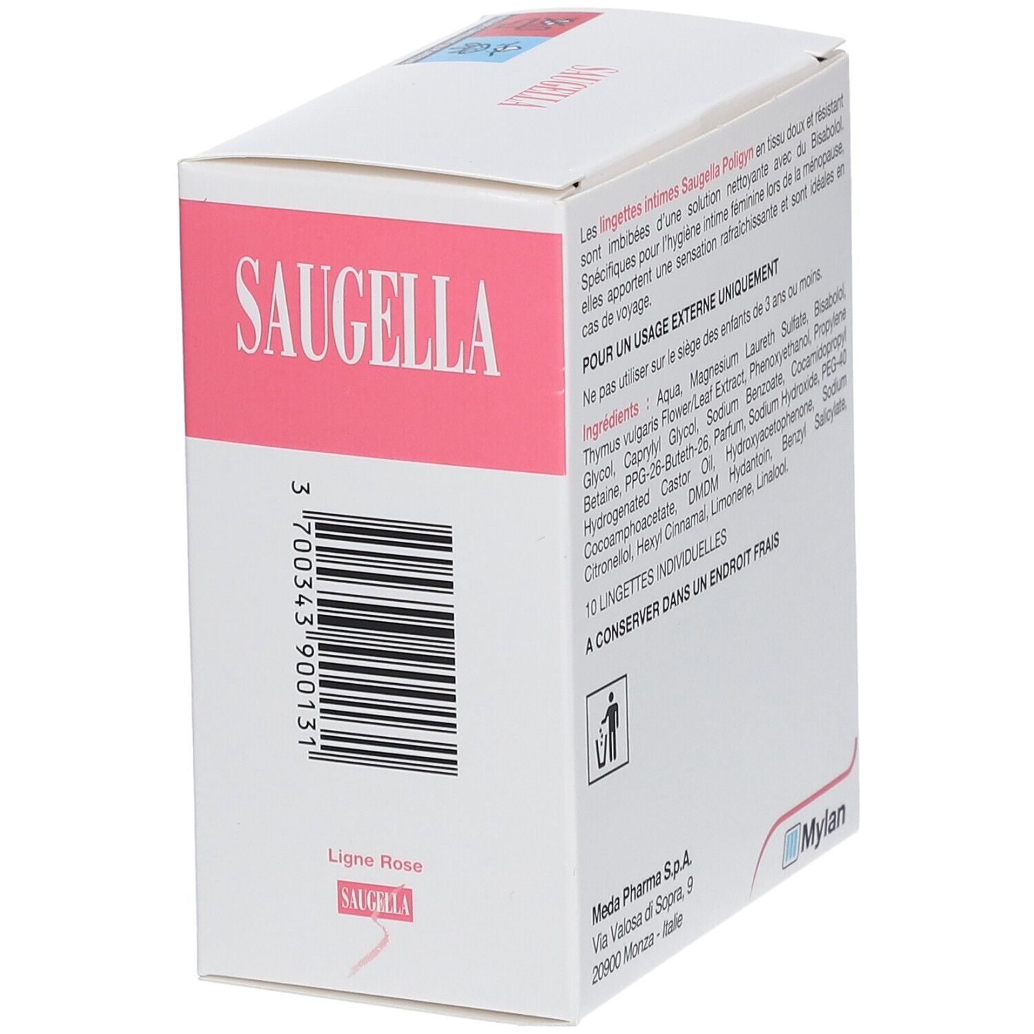Saugella - Poligyn - Lingette Intime Nettoyante - 10 unités