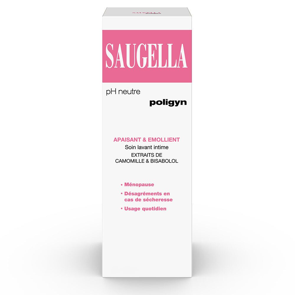 Saugella - Poligyn - Apaisant & Emollient Soin lavant intime - Femmes pendant et après la ménopause - Flacon 250 ml