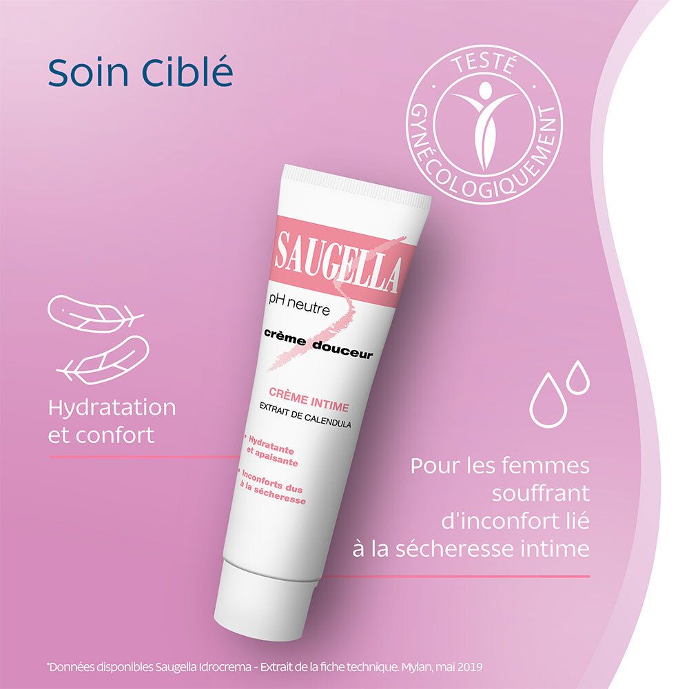 Saugella - Crème Douceur - Crème hydratante Intime pour les femmes - Apaise les démangeaisons et les sensations de brûlures - Maintient une flore intime hydratée et équilibrée - Tube 30 ml