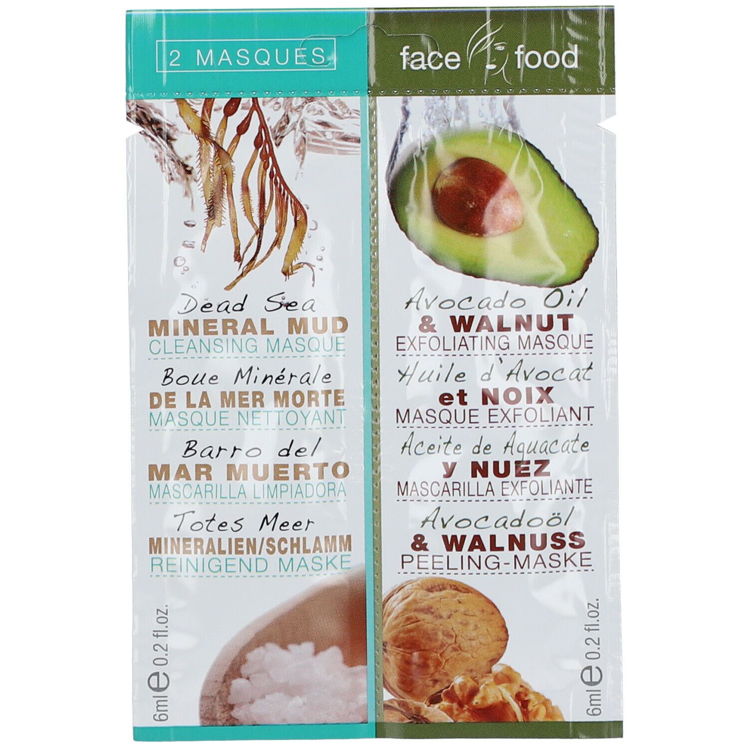 Face Food Masque Nettoyant Mer Morte et Masque Exfoliant Huile d'avocat