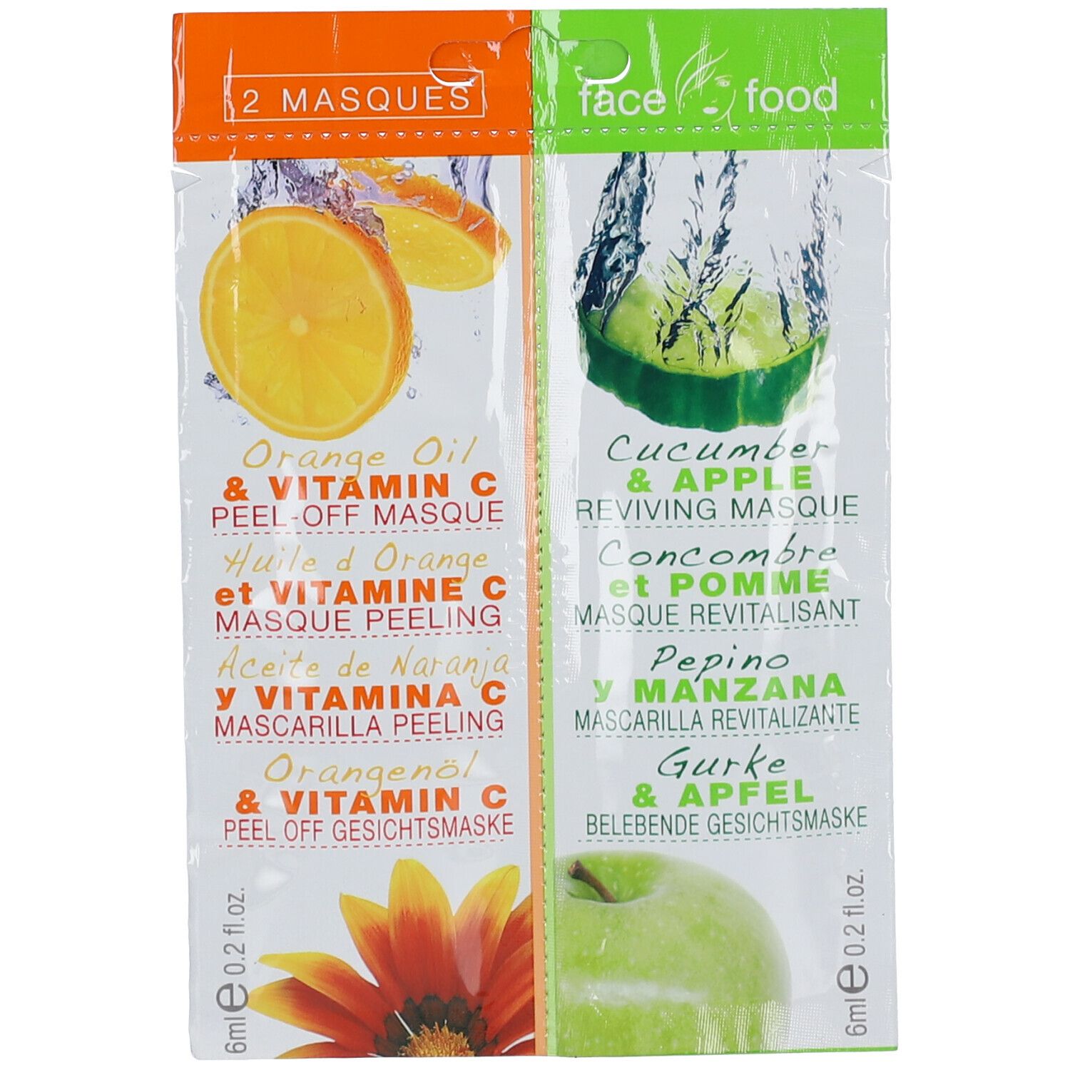 Face Food Masque Peeling  Huile d'Orange et Masque Revitalisant Concombre