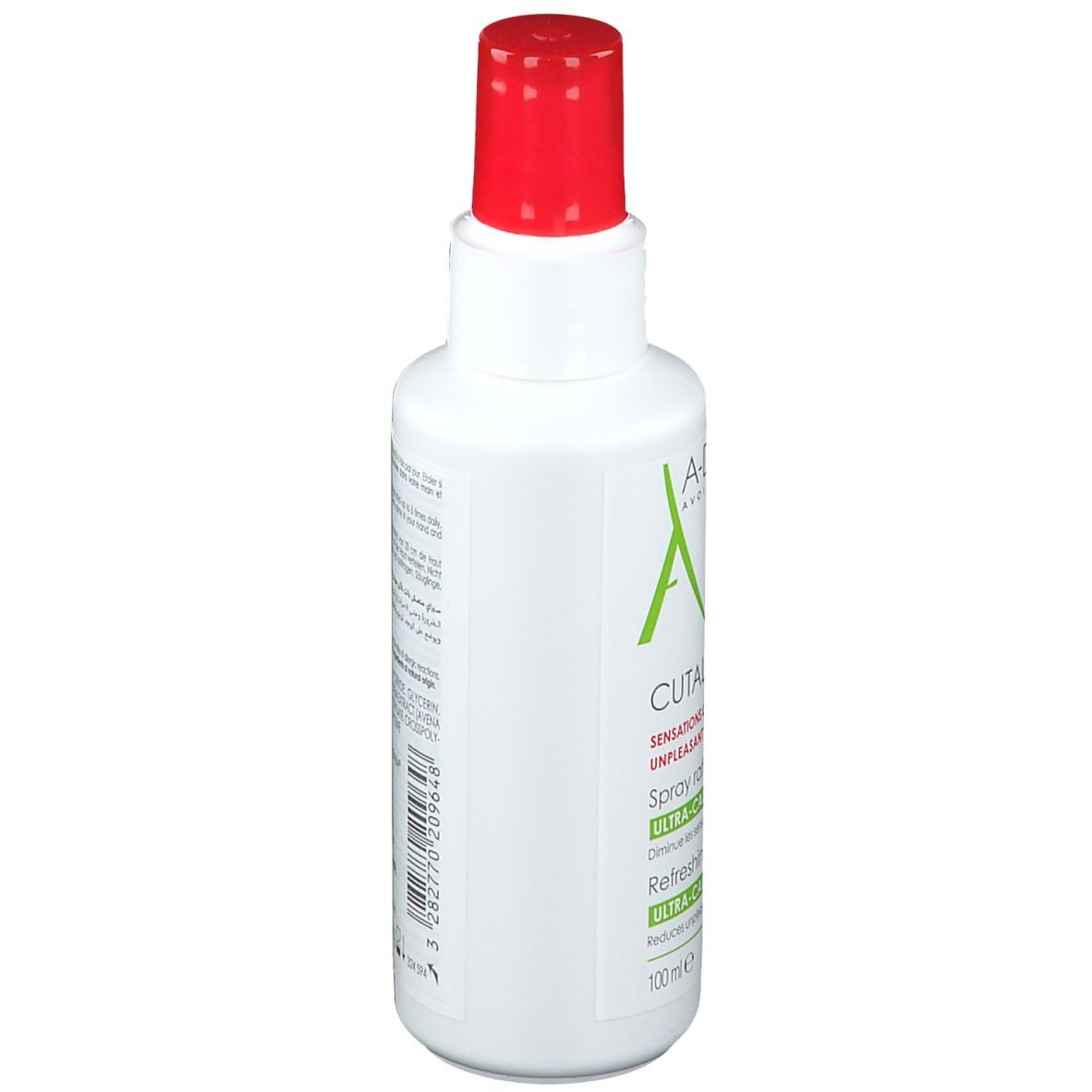 Dos du flacon blanc. Texte multilingue. Ingrédients et informations du fabricant.