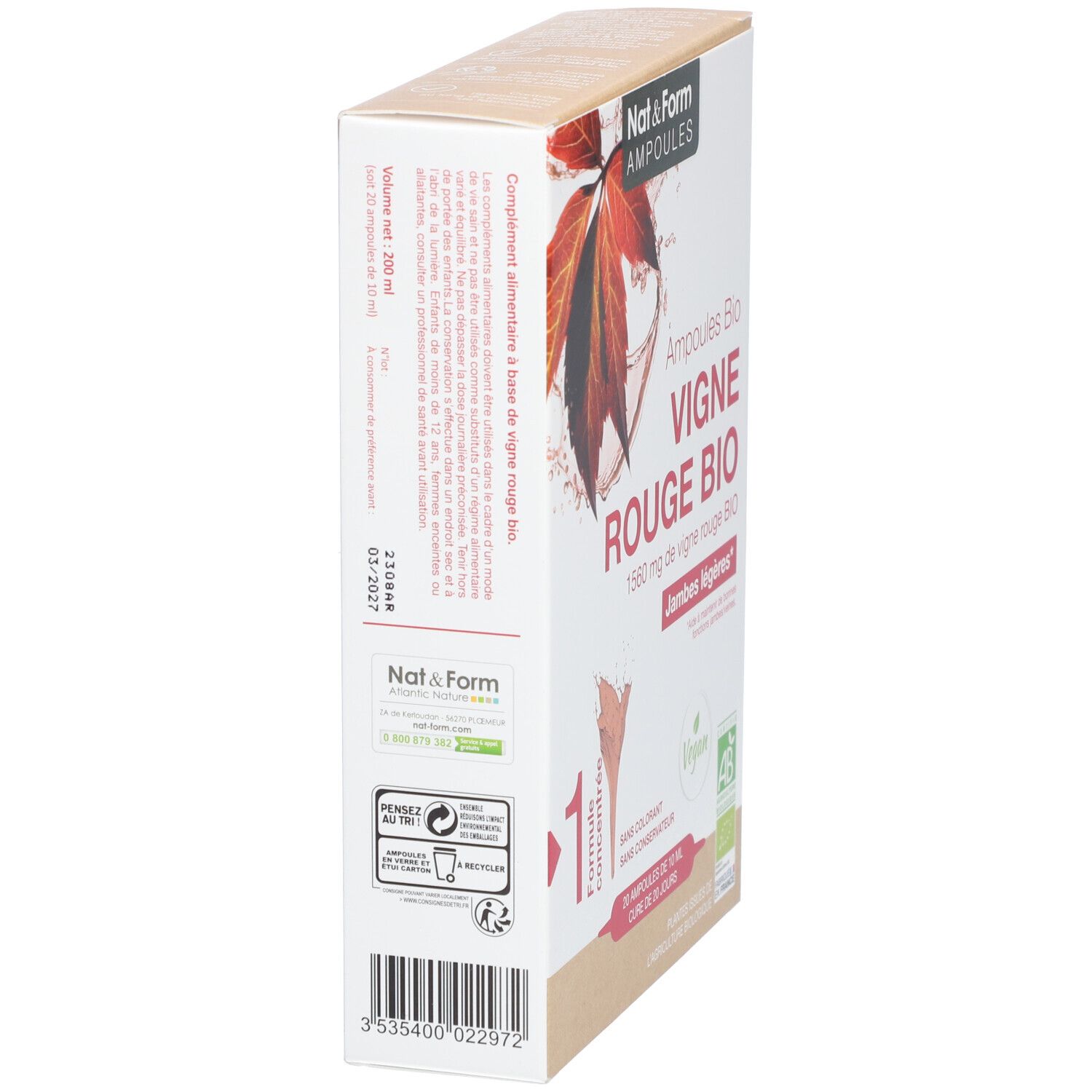 Nat&Form Ampoules Vigne rouge bio
