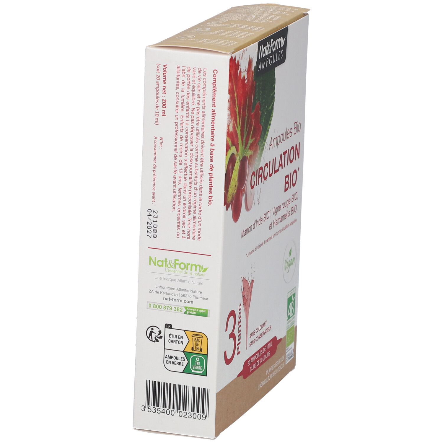 Nat & Form Ampoules Circulation Bio 200 ml Redcare Pharmacie