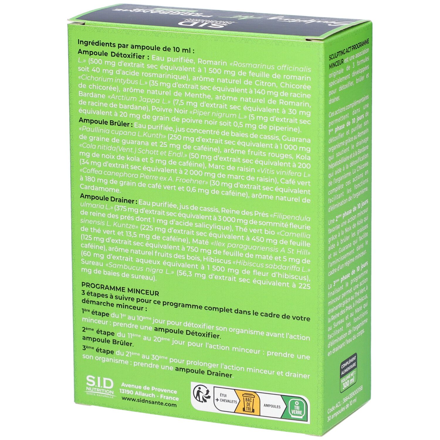S.I.D Nutrition Sculpting Act Programme Minceur 3 en 1