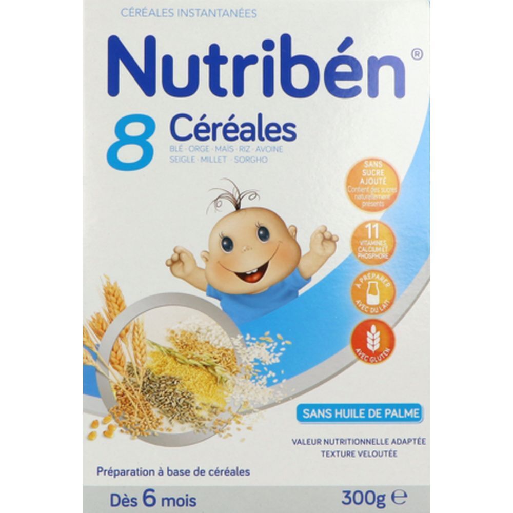 Nutribén 8 Céréales, Céréale infantile instantanée pour nourrisson 2ème âge