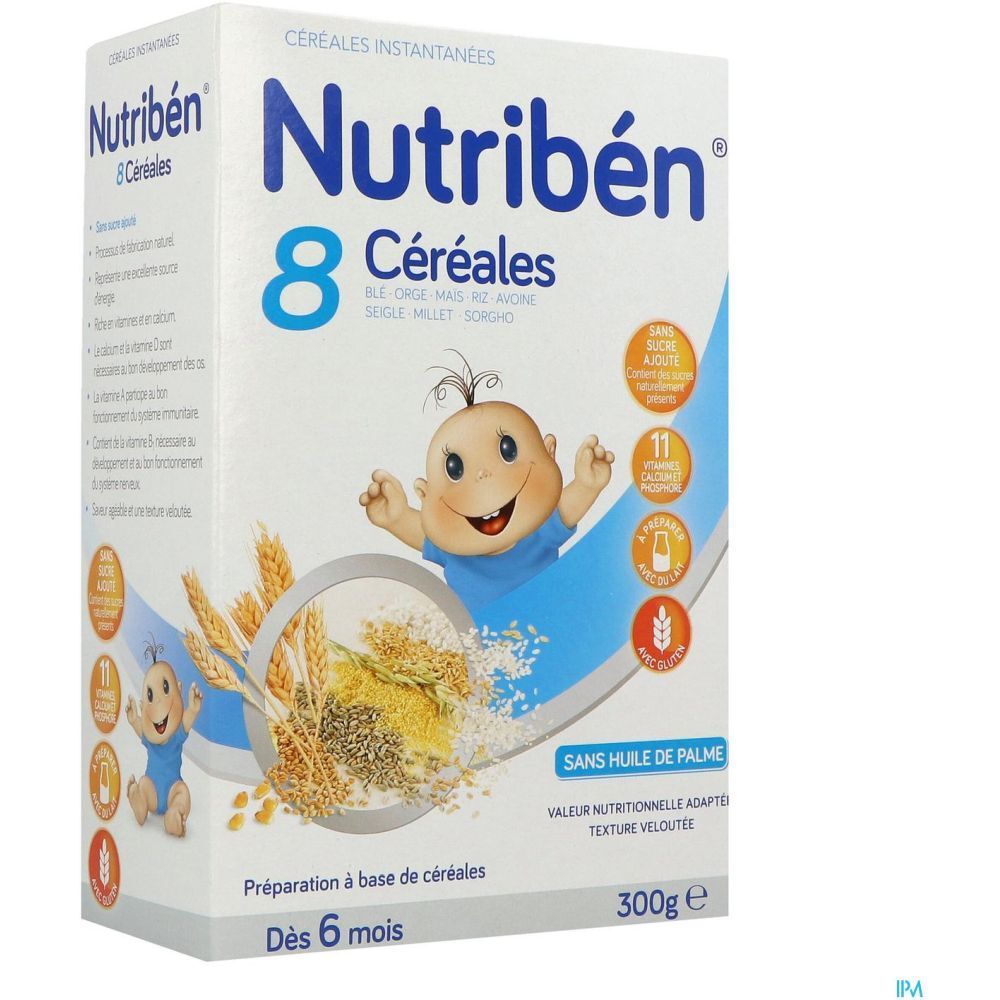 Nutribén 8 Céréales, Céréale infantile instantanée pour nourrisson 2ème âge
