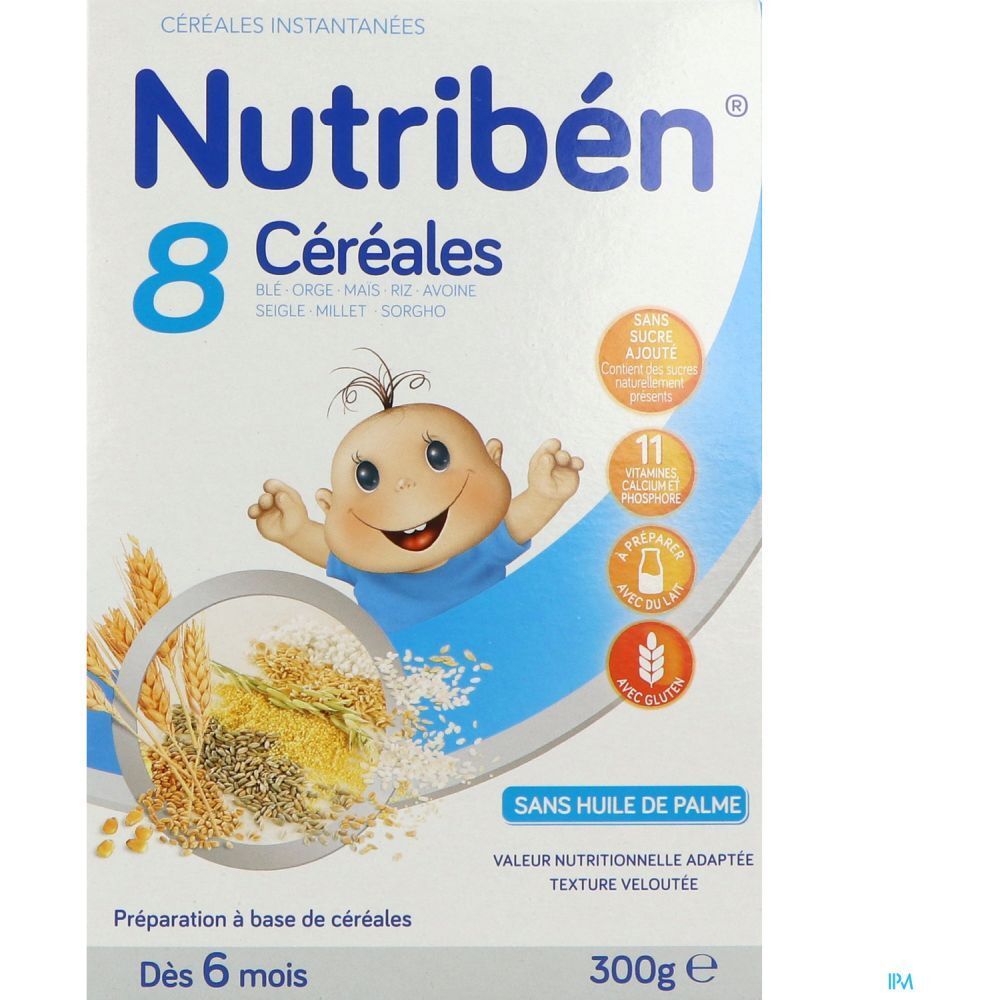 Nutribén 8 Céréales, Céréale infantile instantanée pour nourrisson 2ème âge