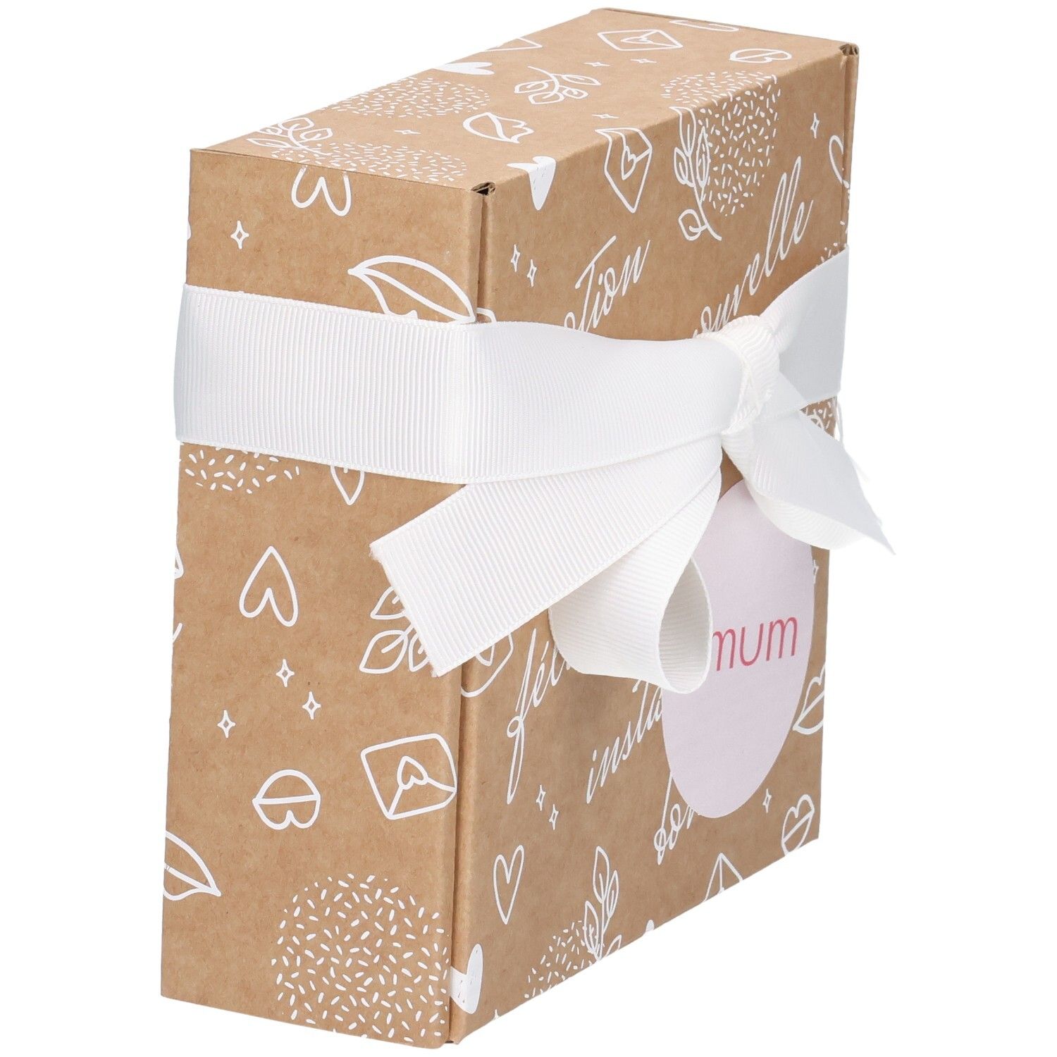 Côté de la boîte cadeau OMUM avec informations produit.