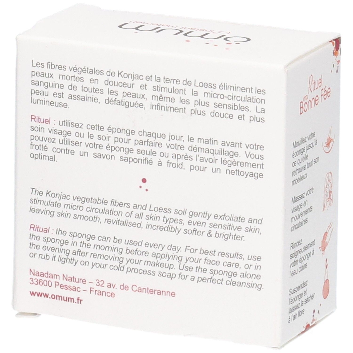 Arrière de la boîte avec description produit et utilisation.