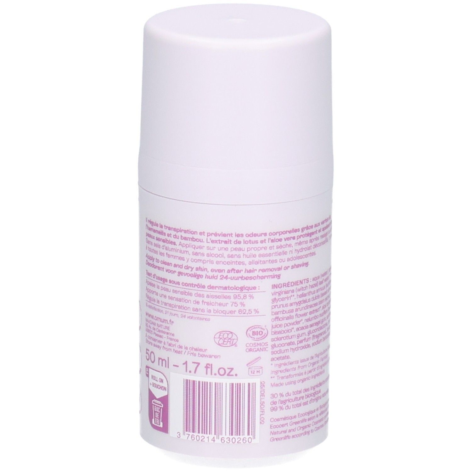 Déodorant OMUM Le Délicat: ingrédients, label bio, code-barres.