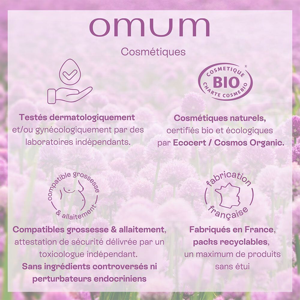 OMUM Cosmétiques: certifié bio, fabrication française, recyclable.