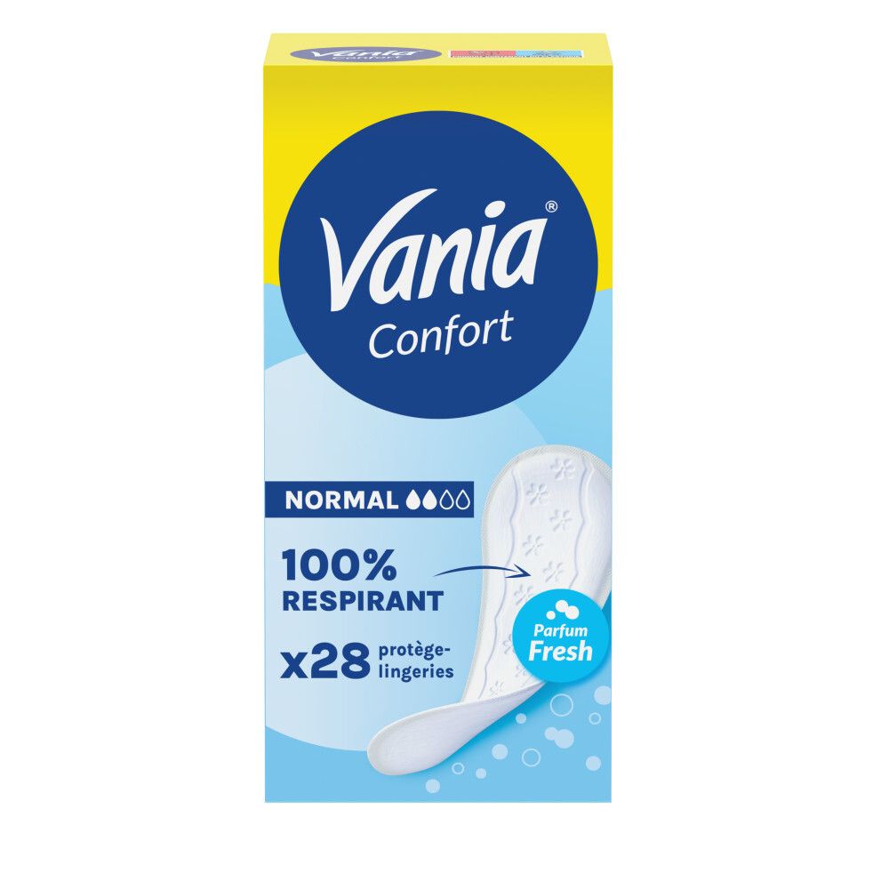 Protections Vania Confort Normal Fresh, 28 pièces. 100% respirant.