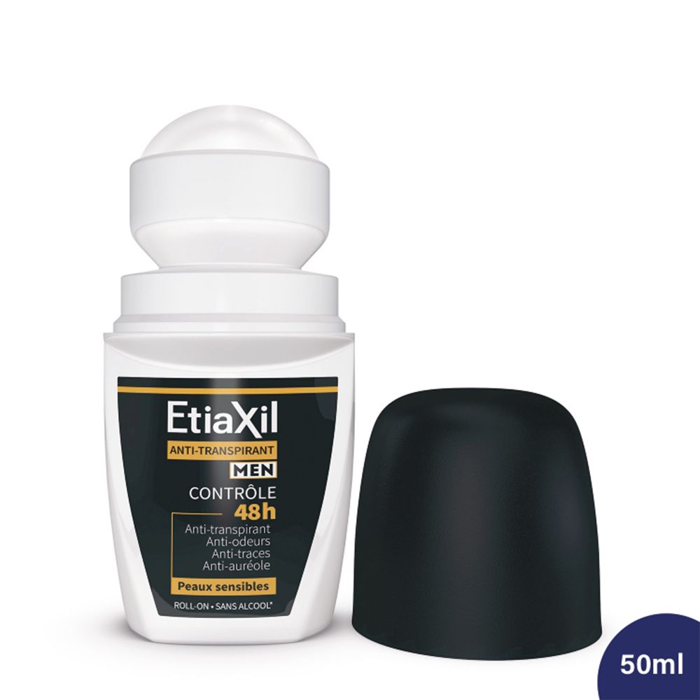 ETIAXIL - Déodorant Anti-transpirant - HOMME - Transpiration Modérée - Aisselles - Contrôle 48h - Roll-on - Lot de 2