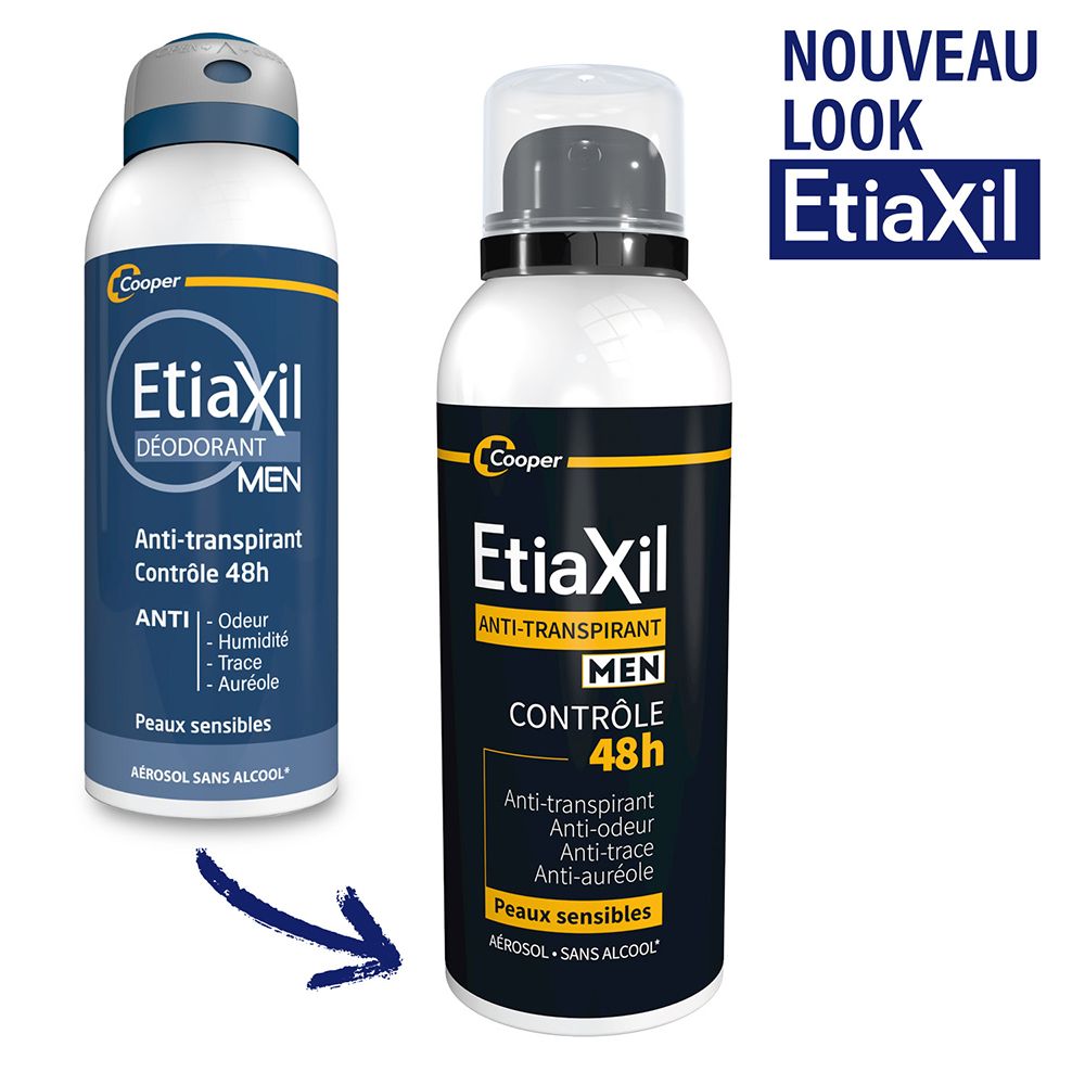 ETIAXIL - Déodorant Anti-transpirant - HOMME - Transpiration Modérée - Aisselles - Contrôle 48h - Aérosol