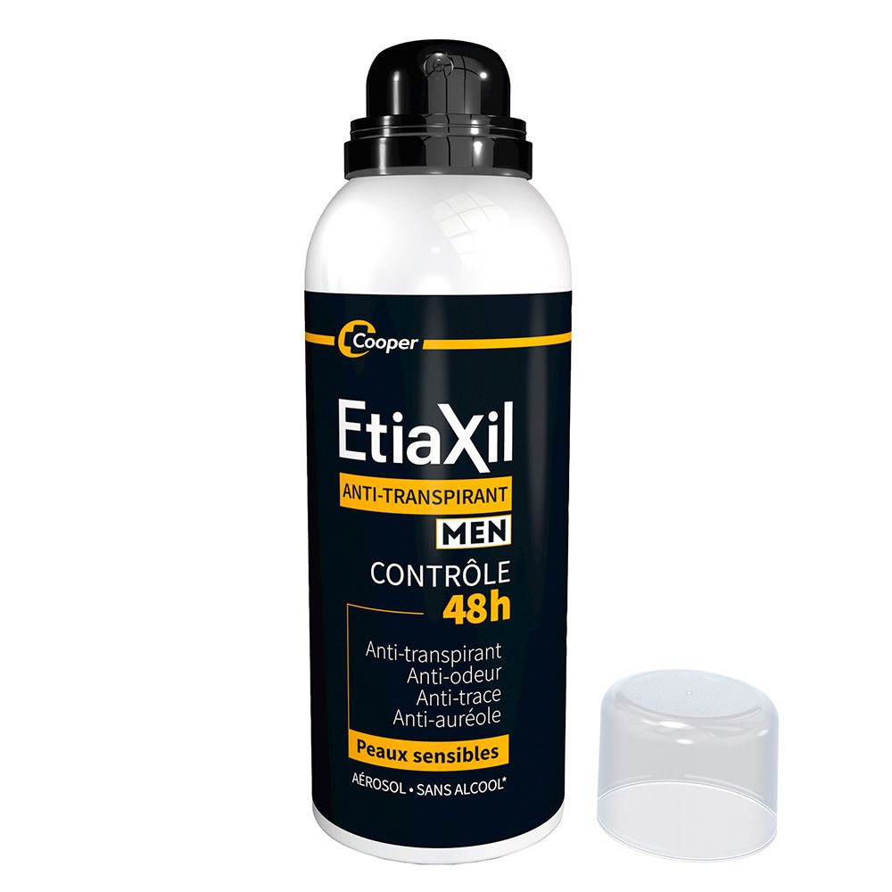 ETIAXIL - Déodorant Anti-transpirant - HOMME - Transpiration Modérée - Aisselles - Contrôle 48h - Aérosol - Lot de 2