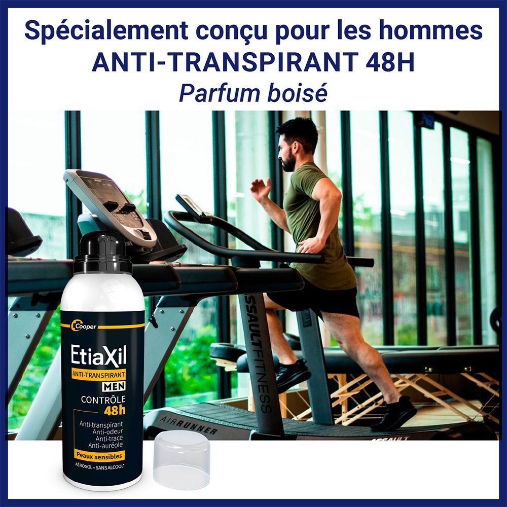 ETIAXIL - Déodorant Anti-transpirant - HOMME - Transpiration Modérée - Aisselles - Contrôle 48h - Aérosol - Lot de 2