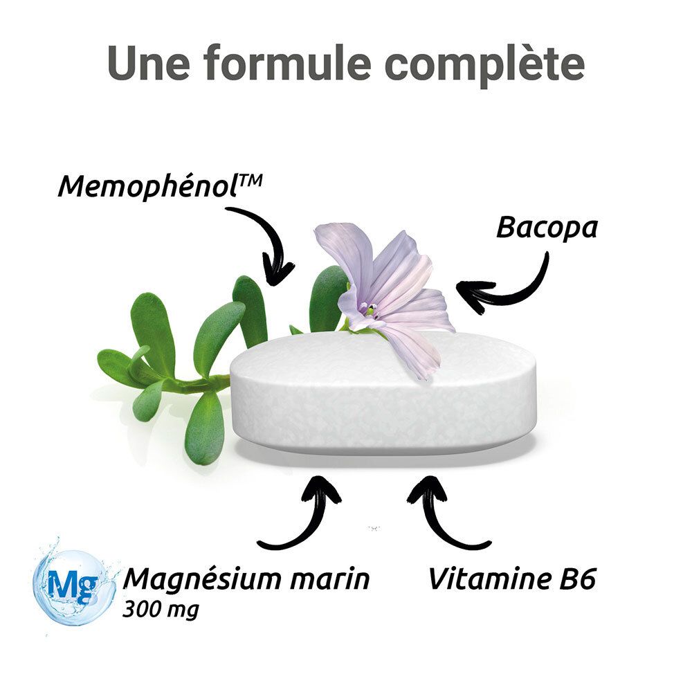 MAG 2 Exams à base de magnésium marin 300mg, vitamine B6, bacopa, memophenol - complément alimentaire - 30 comprimés