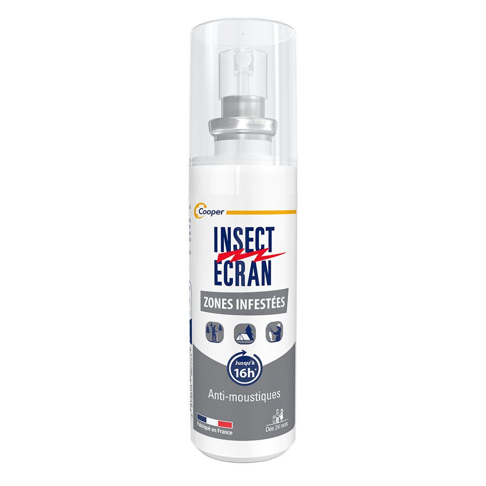 INSECT ÉCRAN Zones Infestées Répulsif Anti-Moustiques Spray Peau Adultes & Enfants 50 ml