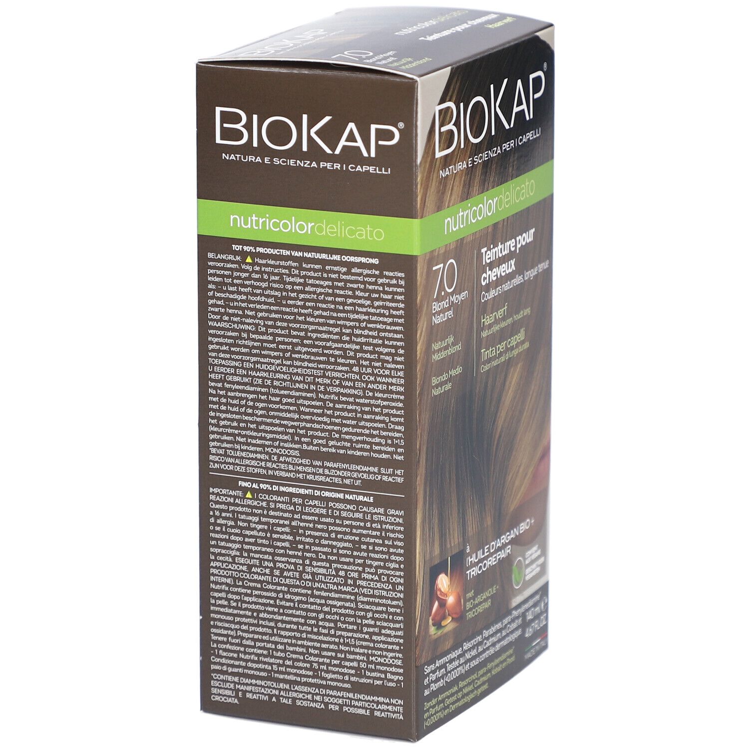 BIOKAP Nutricolor Delicato, boîte avec texte et informations sur le produit.