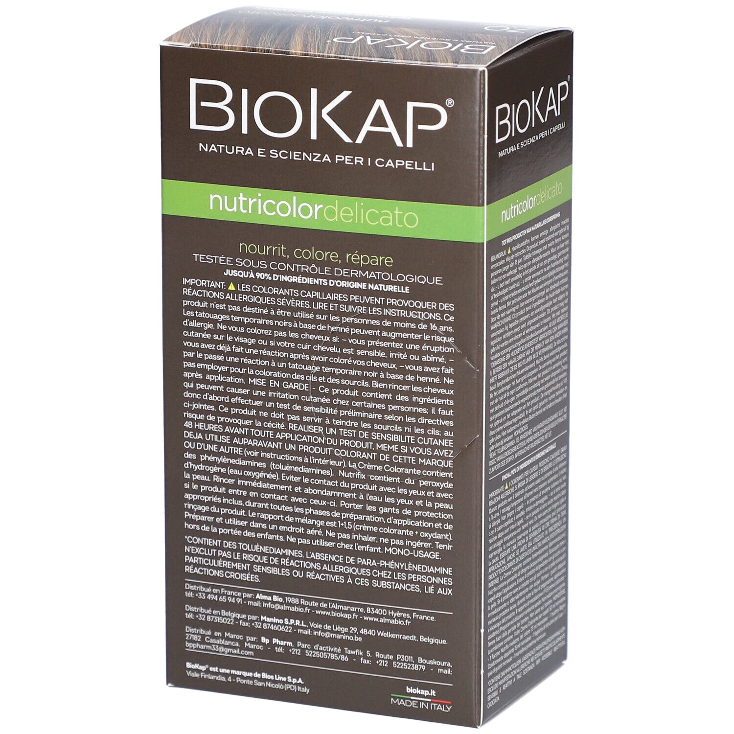 BIOKAP Nutricolor Delicato, boîte avec texte et informations sur le produit.