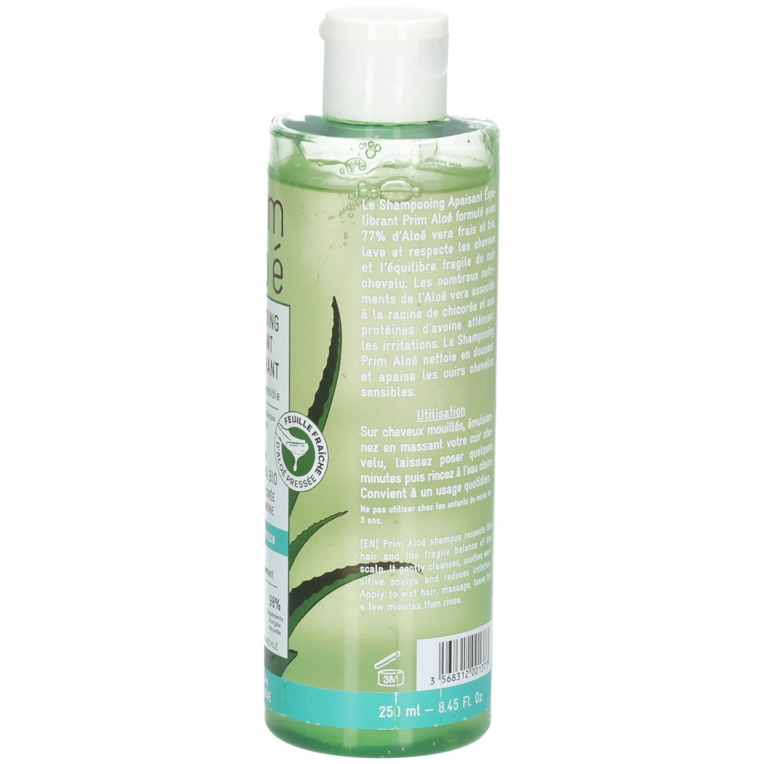 Dos Prim Aloe Shampoo : instructions d'utilisation, ingrédients, label bio, 253ml.