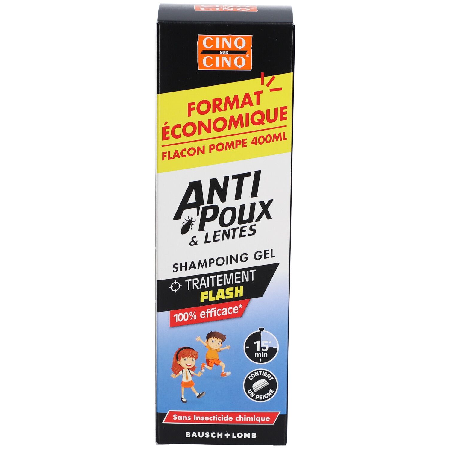 CINQ SUR CINQ Shampoing Gel Anti-Poux & Lentes  FORMAT ECO