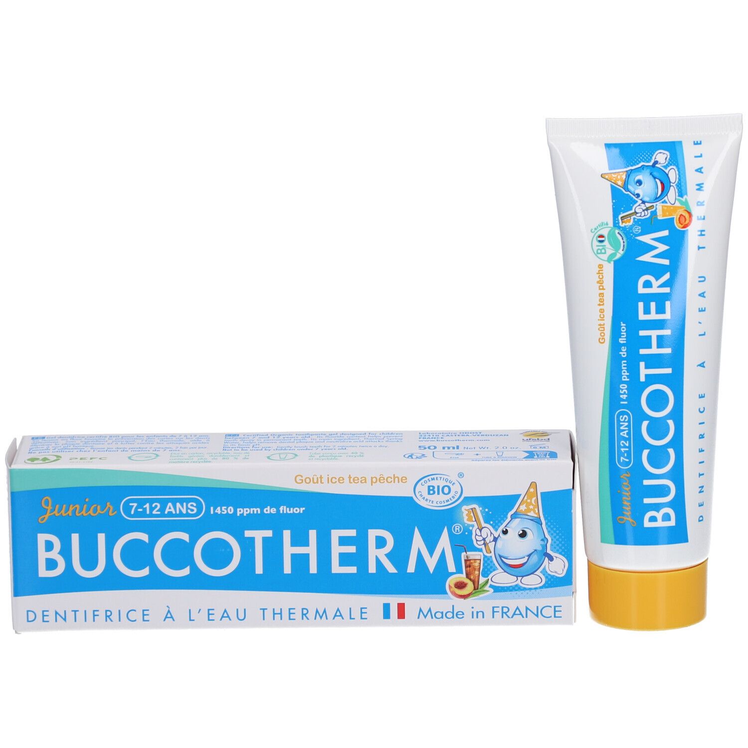 Buccotherm Dentifrice à l'Eau Thermale Ice Tea Pêche Junior 7-12 Ans