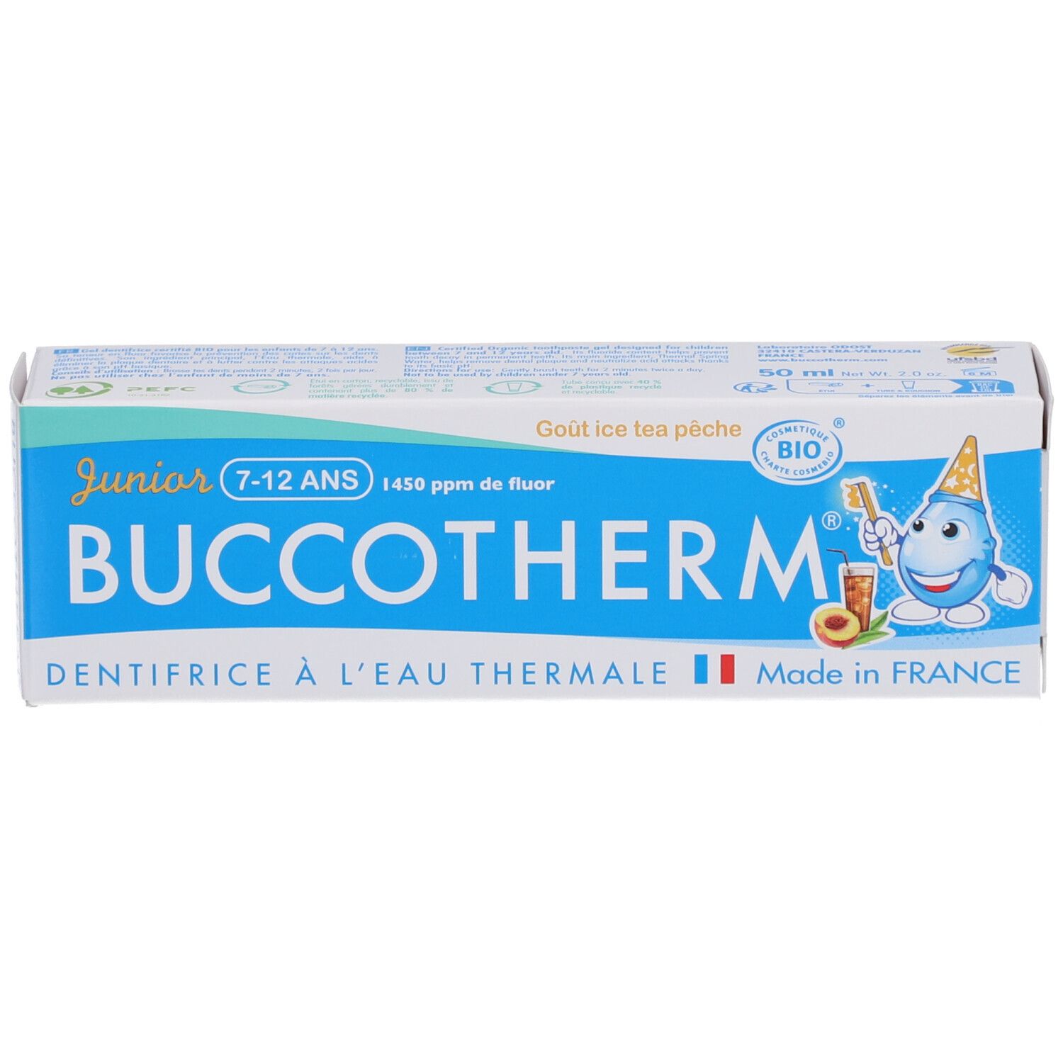 Buccotherm Dentifrice à l'Eau Thermale Ice Tea Pêche Junior 7-12 Ans
