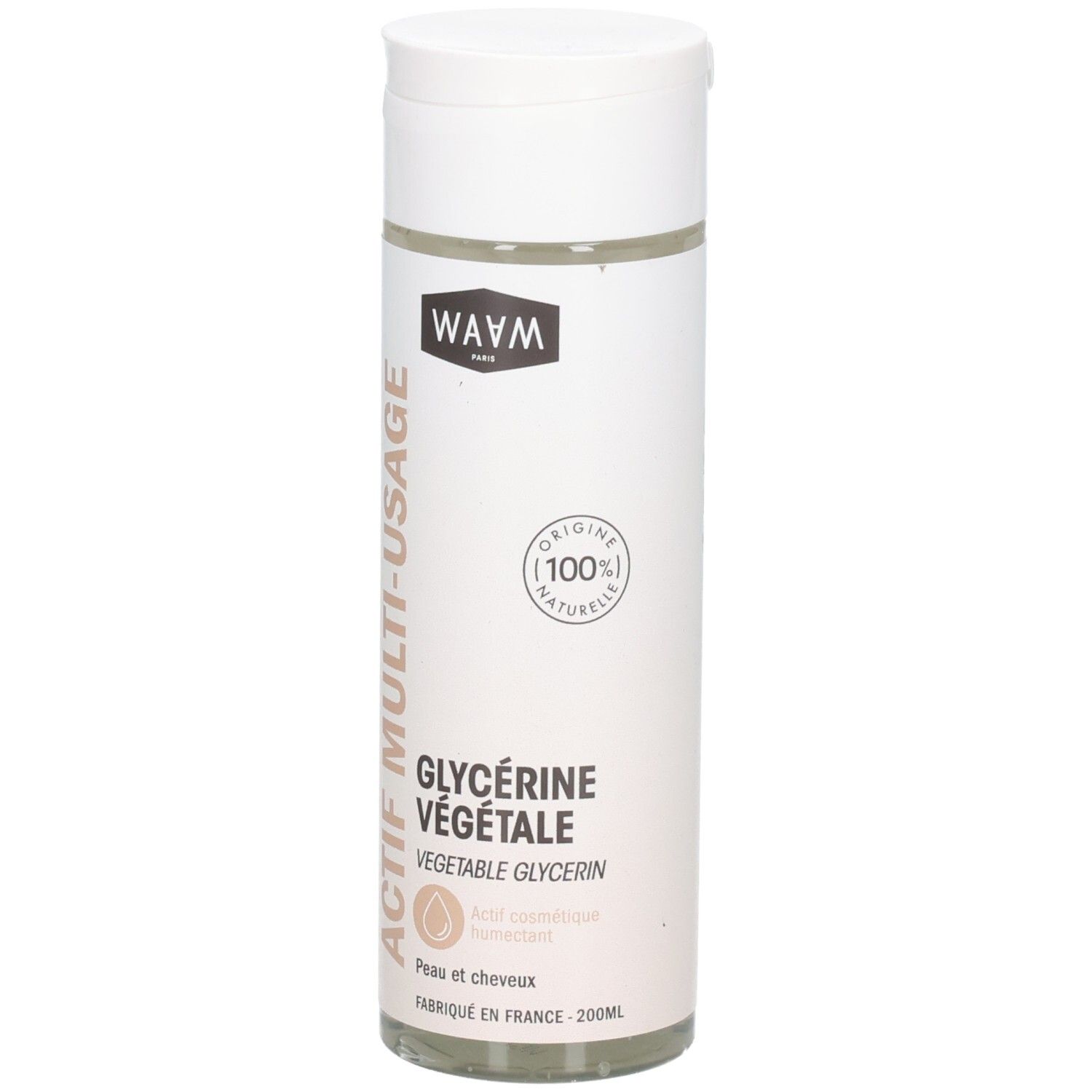Flacon de WAAM Glycérine, 100% naturelle, pour peau et cheveux.