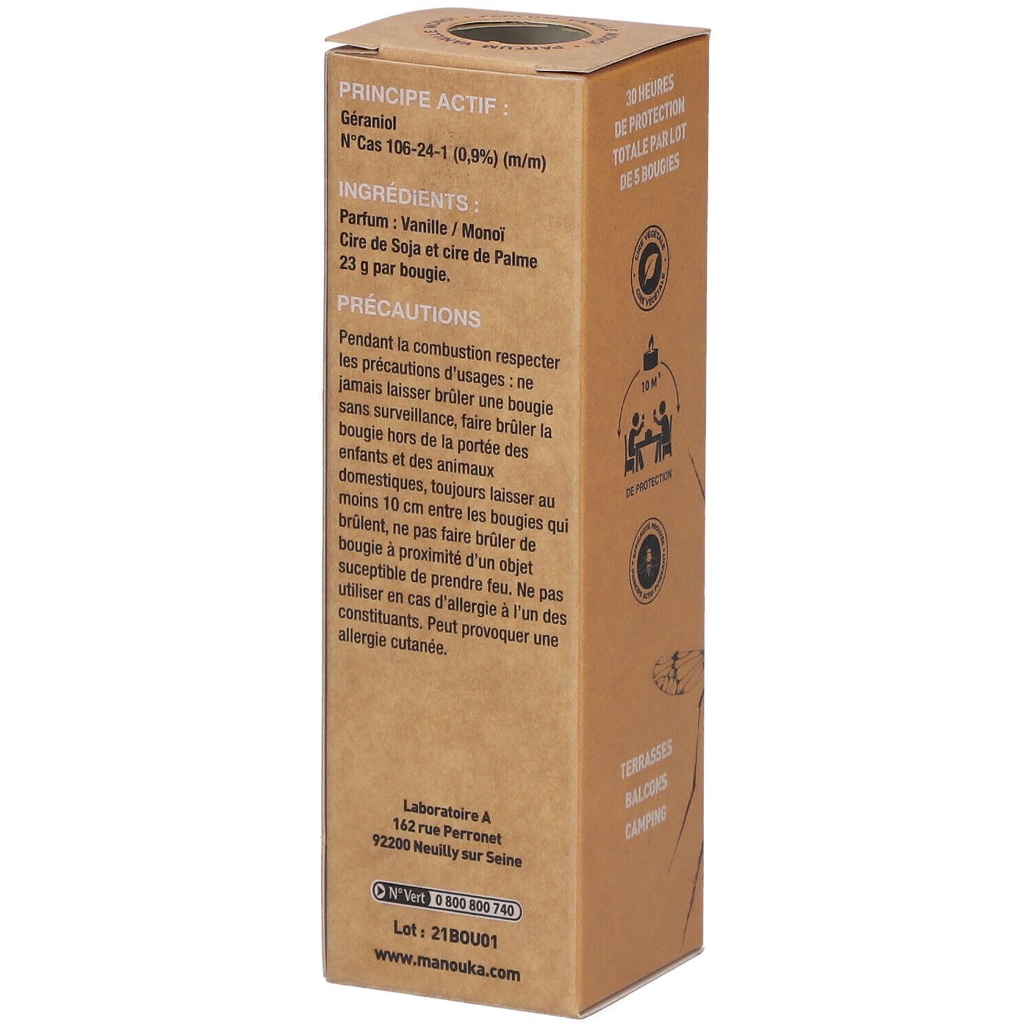 manouka® Bougie anti-moustiques