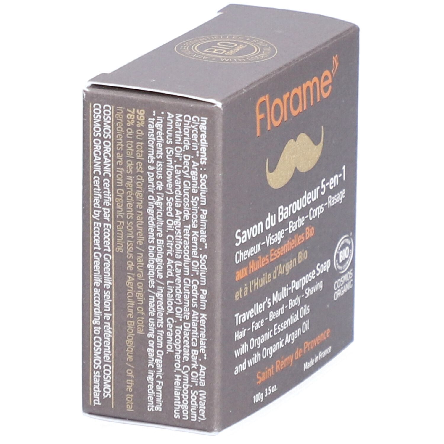 Florame Savon du baroudeur 5 en 1 homme BIO cèdre & argan