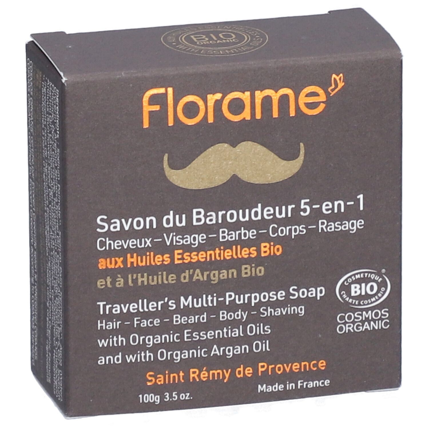 Florame Savon du baroudeur 5 en 1 homme BIO cèdre & argan