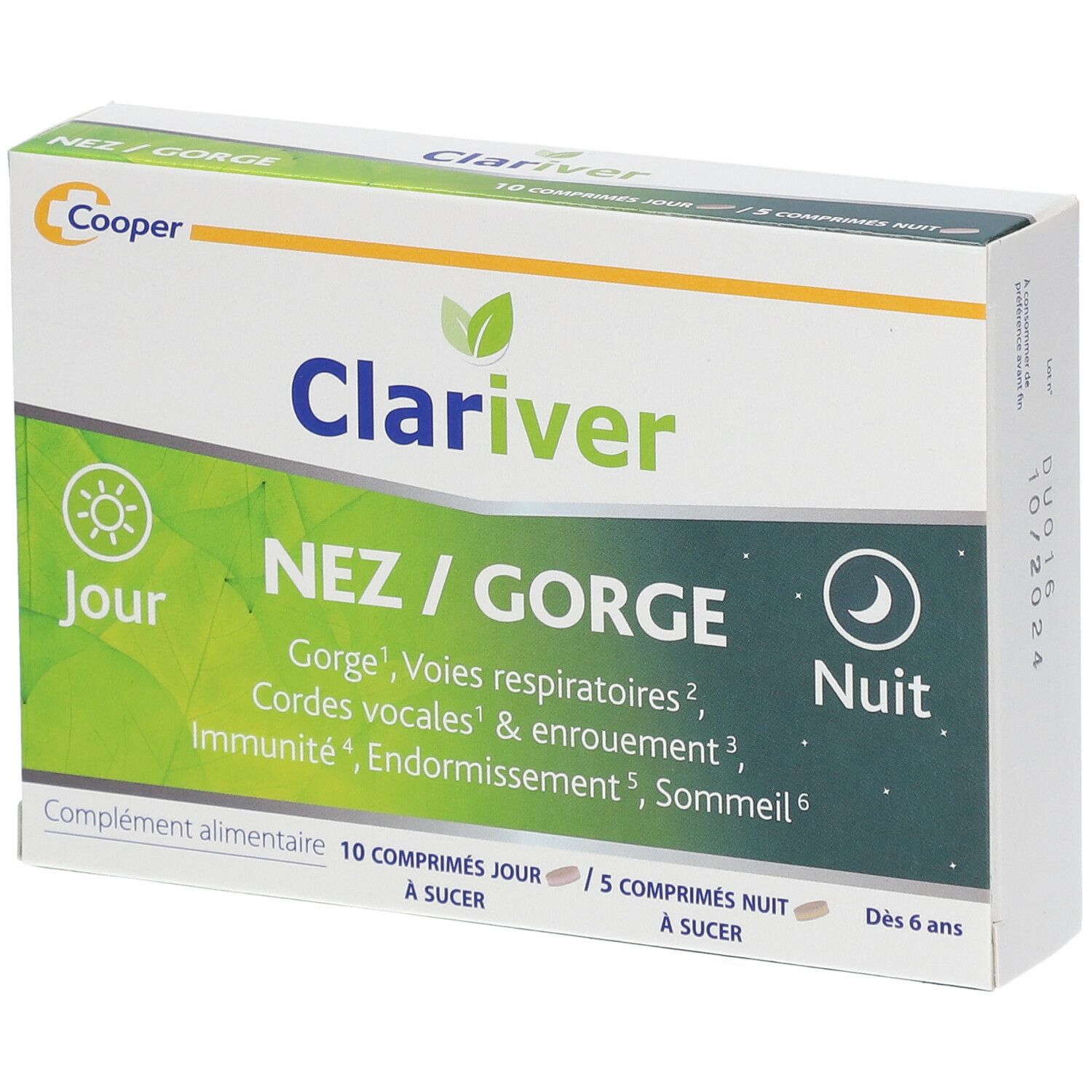 CLARIVER - Nez & Gorge - Gorge, Voies respiratoires, Cordes vocales & enrouement, Immunité, Endormissement, Sommeil - Comprimés Jour & Comprimés Nuit - 10 + 15 comprimés à sucer