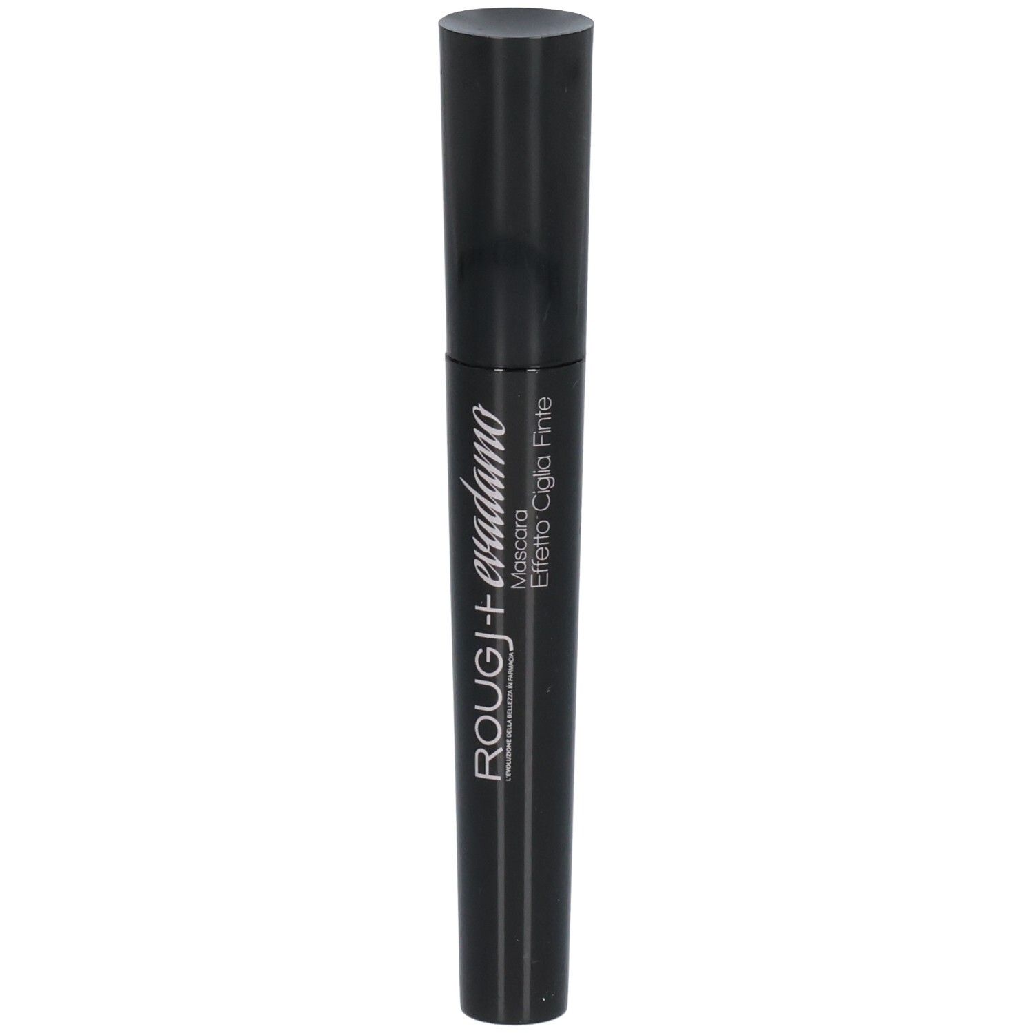 Mascara ROUGJ+ Evadamo, tube noir avec inscription blanche.