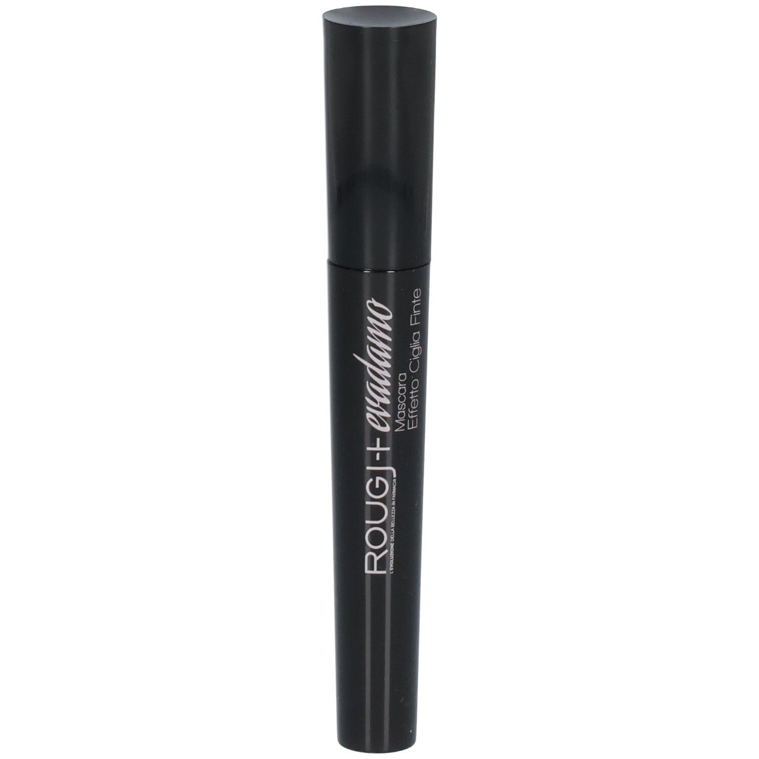 Mascara ROUGJ+ Evadamo, tube noir avec inscription blanche.