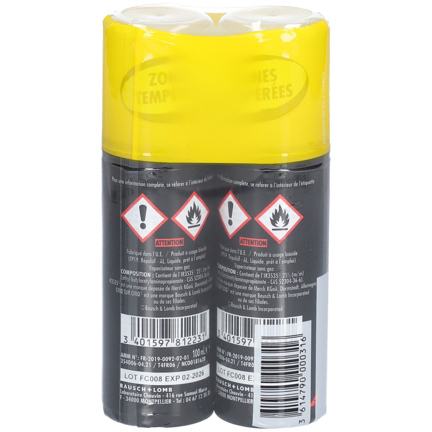 Lot de 2 Spray Zones Temperées Anti-Moustiques 100 ml Cinq sur Cinq
