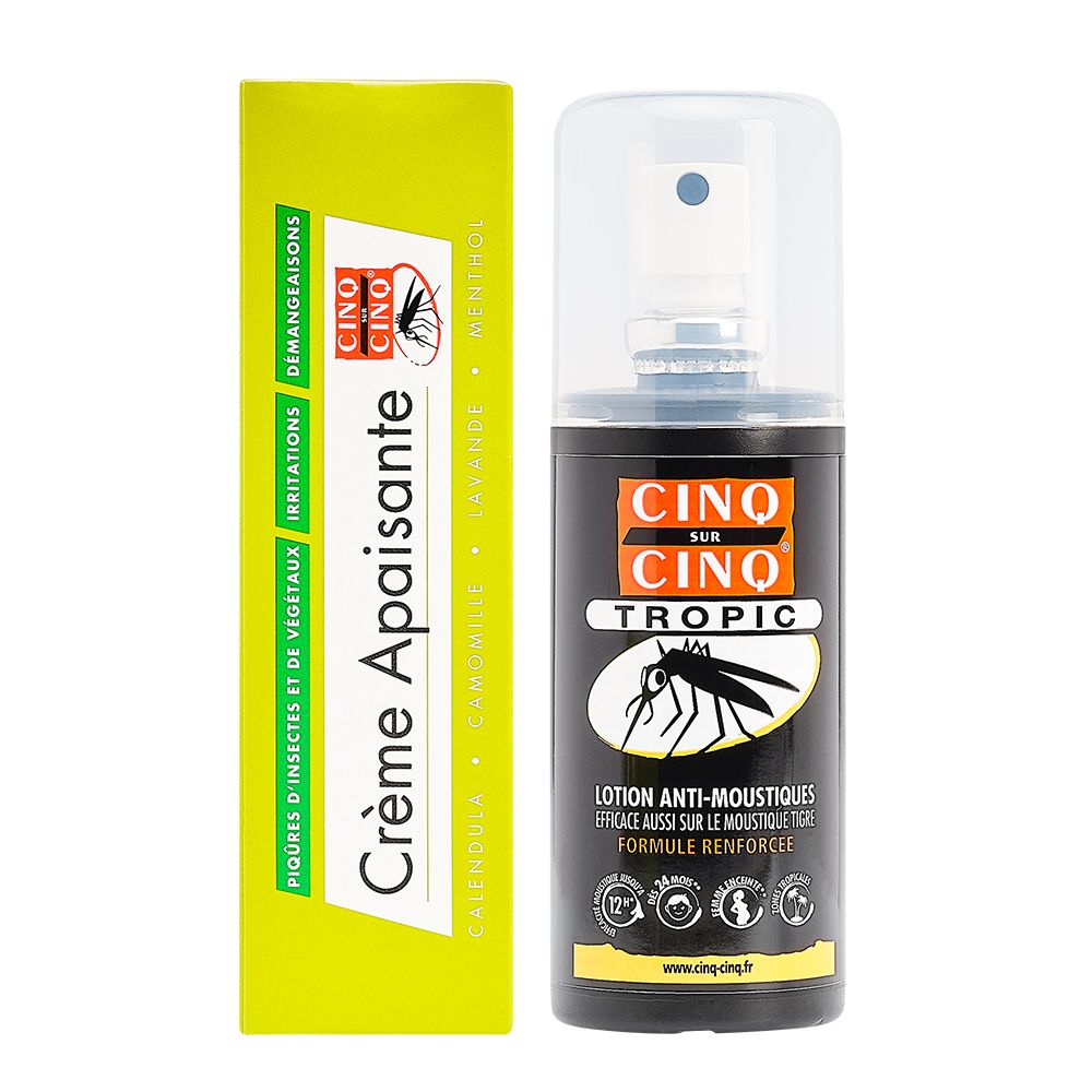 Promo Duo Spray Tropic Anti-Moustiques 75ml et Crème Apaisante Piqûre 40g Cinq sur Cinq