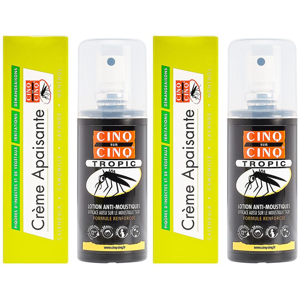 Promo Duo Spray Tropic Anti-Moustiques 75ml et Crème Apaisante Piqûre 40g Cinq sur Cinq