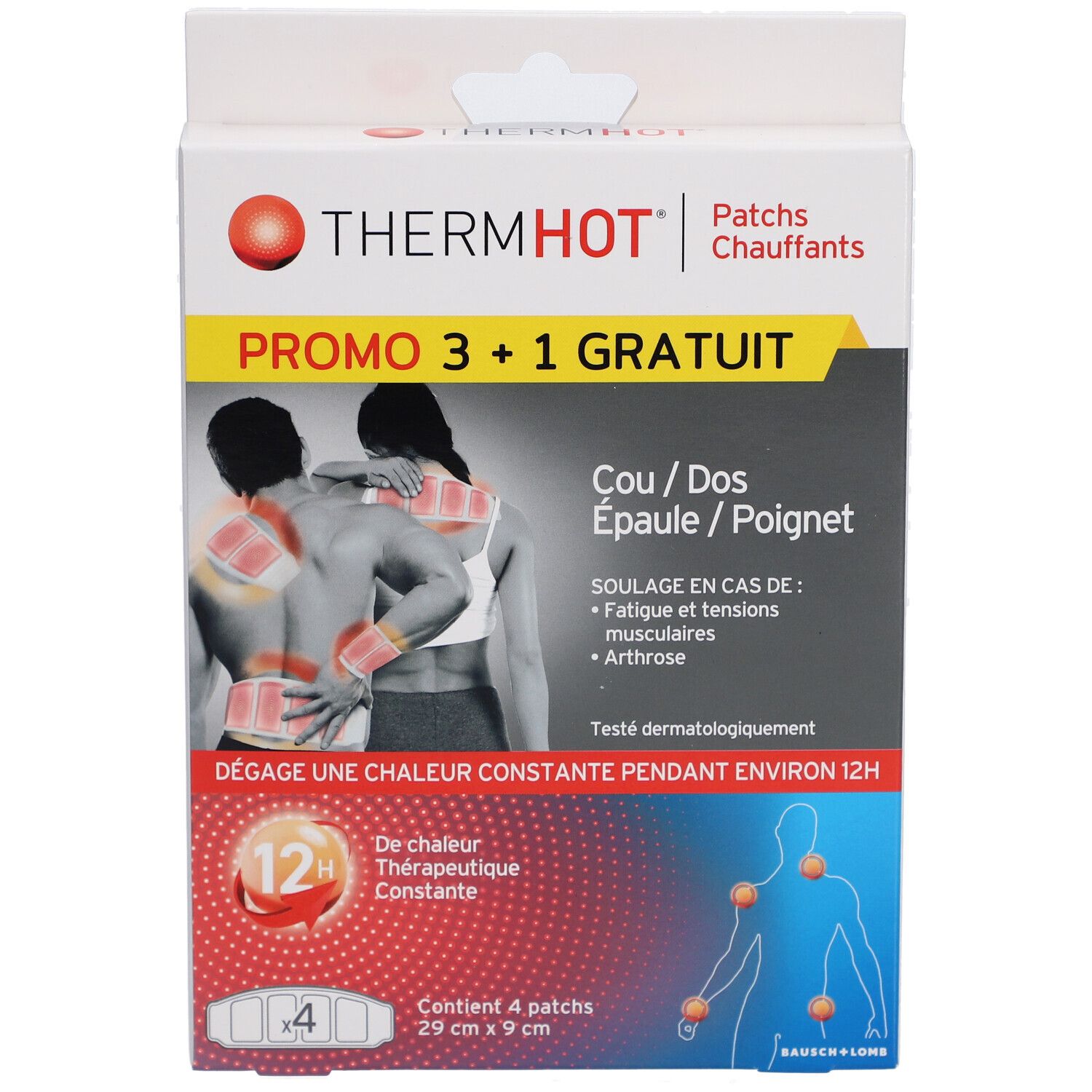 ThermHot Promo 4 Cou/Dos/Epaule/Poignet Patchs Chauffants
