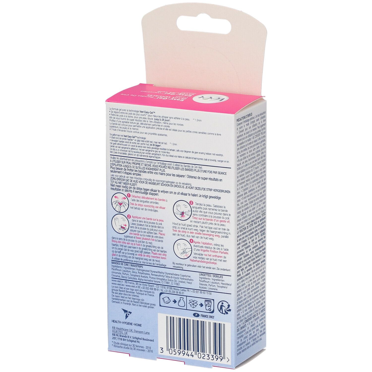 Veet® Easy-Gel™ Bandes de Cire Visage Peau Sensible