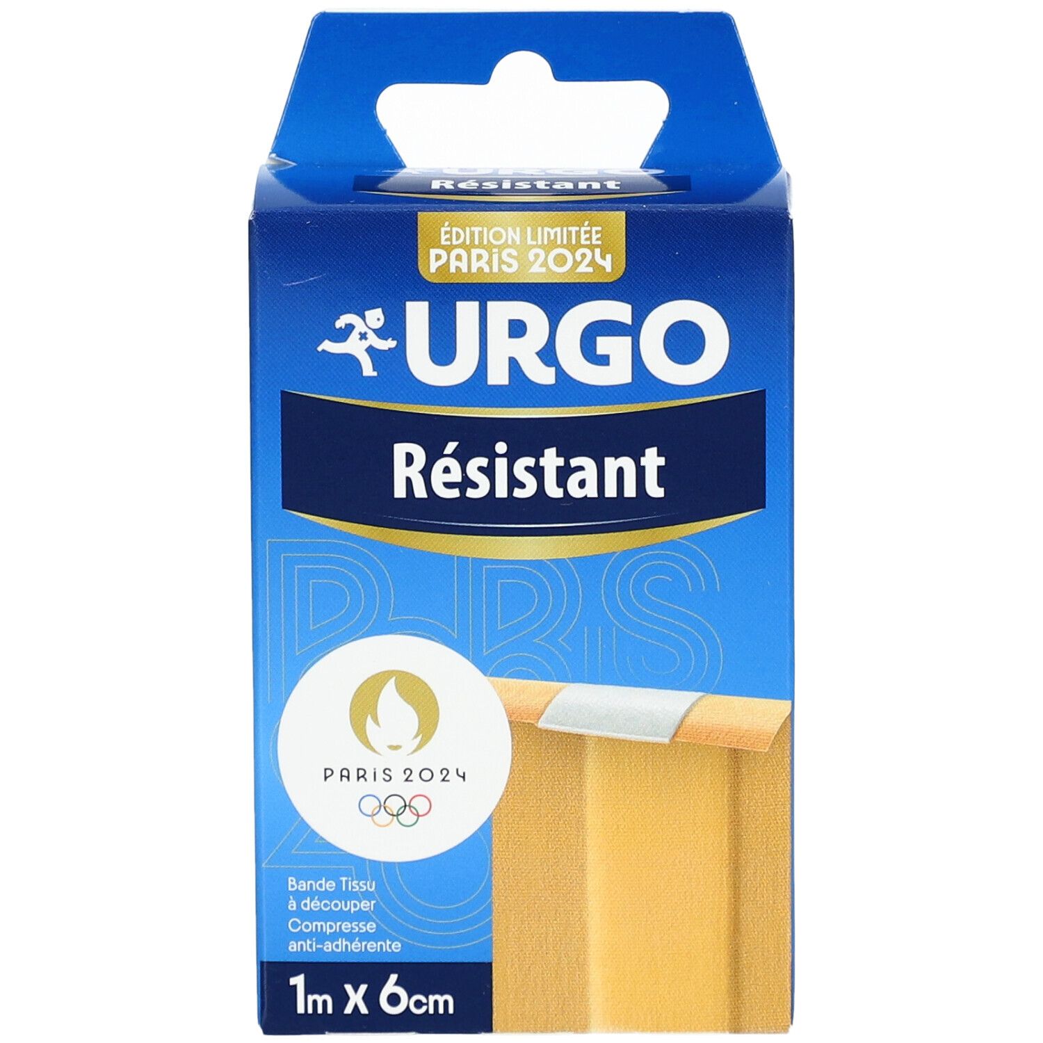 URGO RÉSISTANT - Pansement bande à découper, support tissu élastique. 1 m x 6 cm - unité
