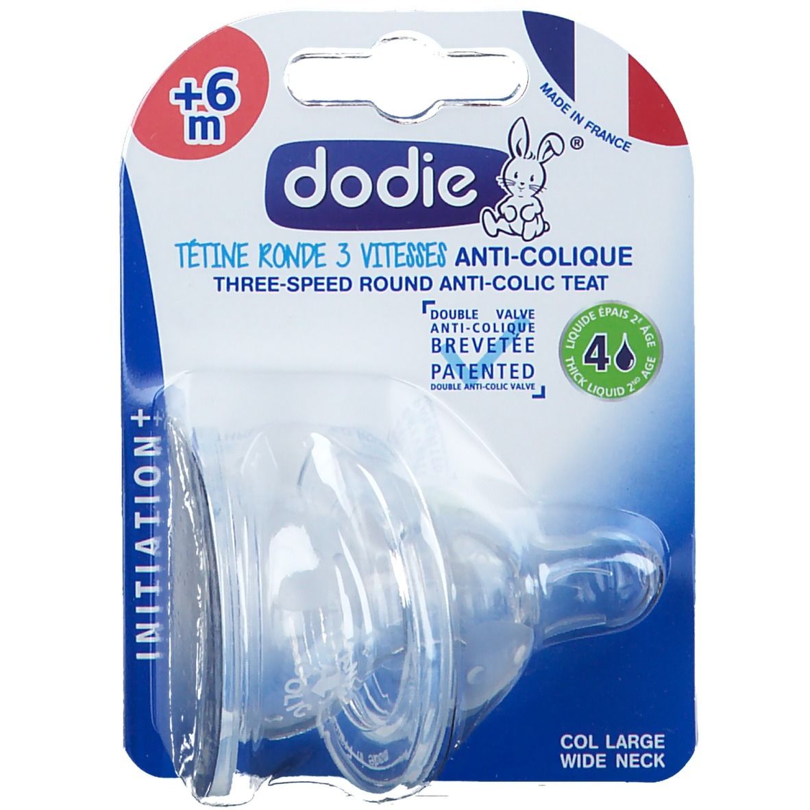 dodie® Tétine Initiation+ ronde 3 vitesses anti-colique +6 mois