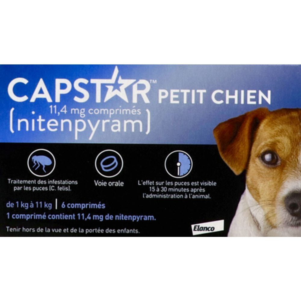 Capstar 11,4 mg Petit Chien, Comprimé antiparasitaire externe pour petit chien, bt 6